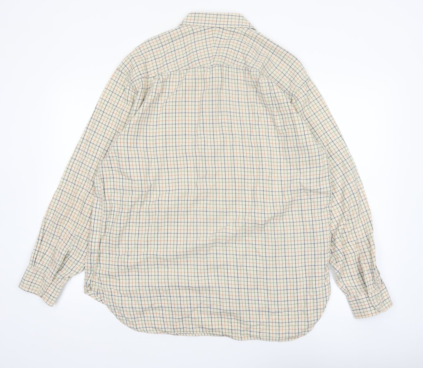 Hoggs of Fife Men's Beige Check Long Sleeve Button-Up Shirt L
