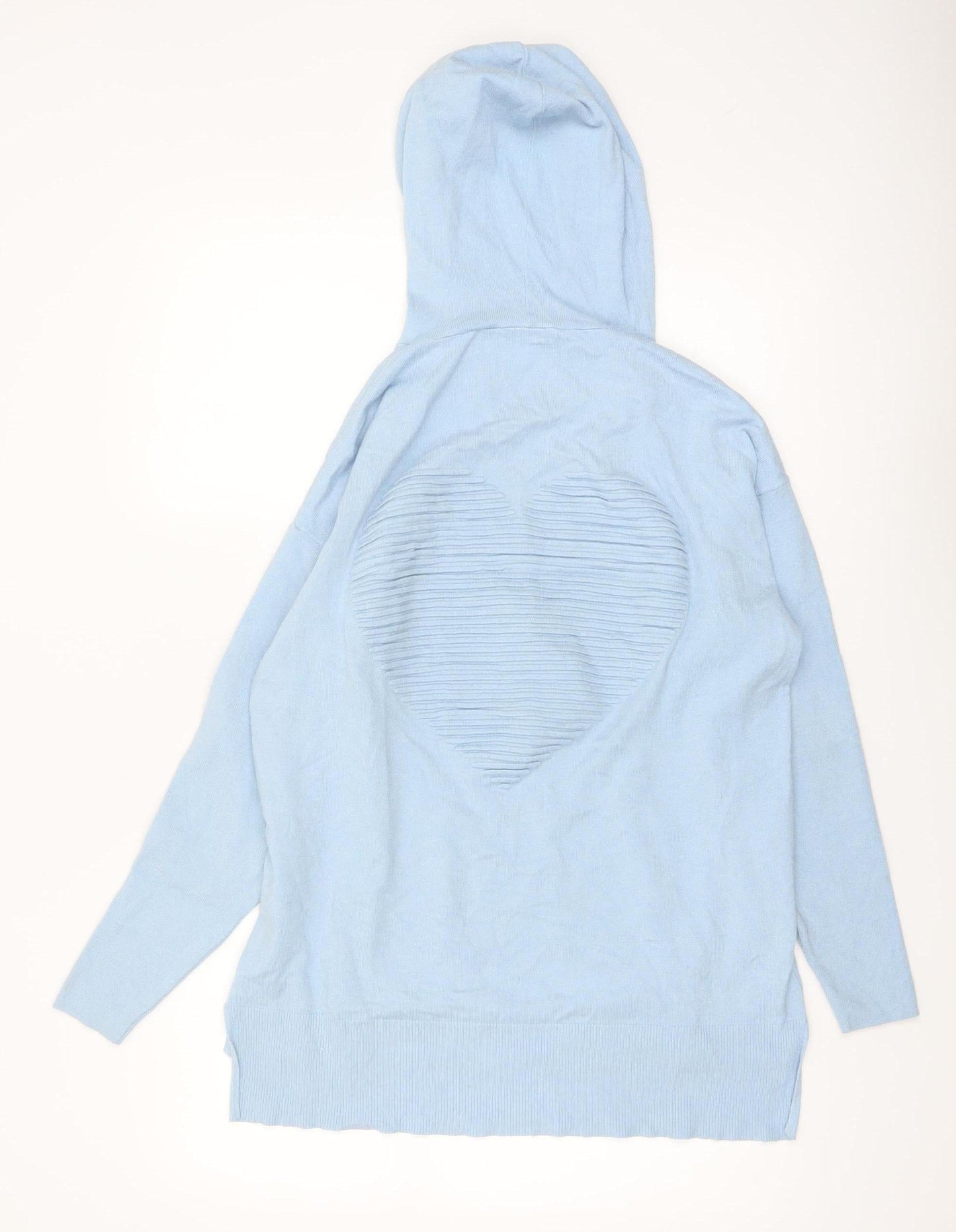 Amara Reya Women Light Blue Pullover Hoodie S-M Heart Back Detail