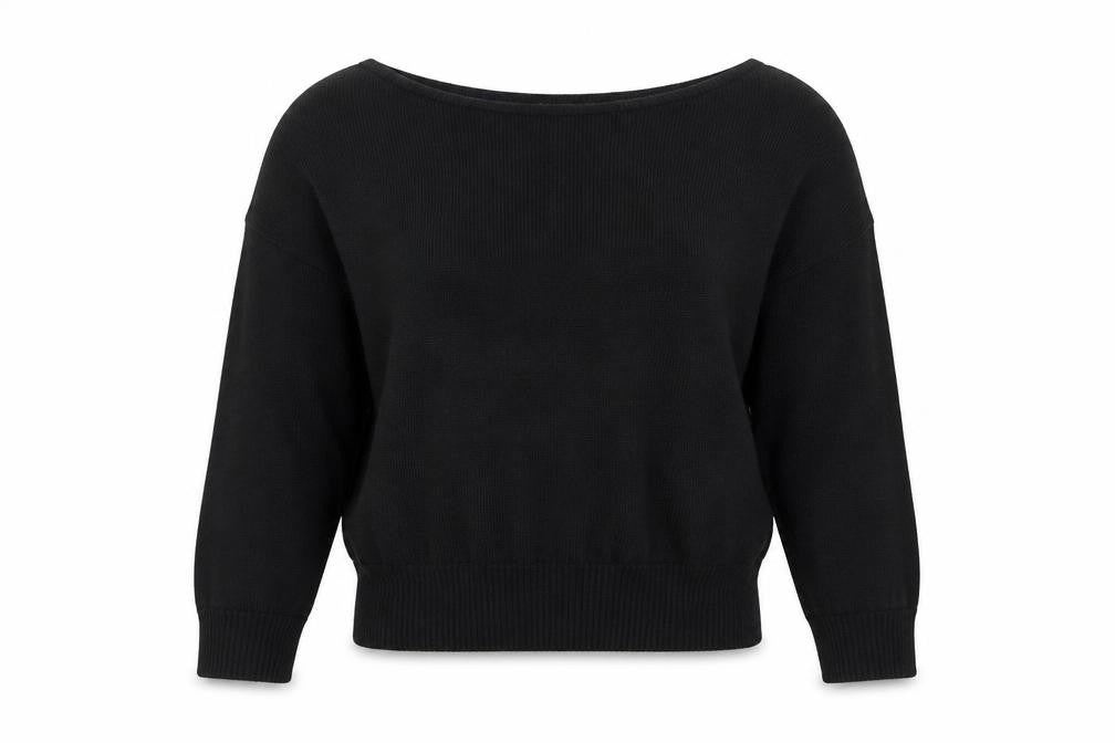 PRETTYLITTLETHING Women Black L Knit Long Sleeve Boat Neck Jumper