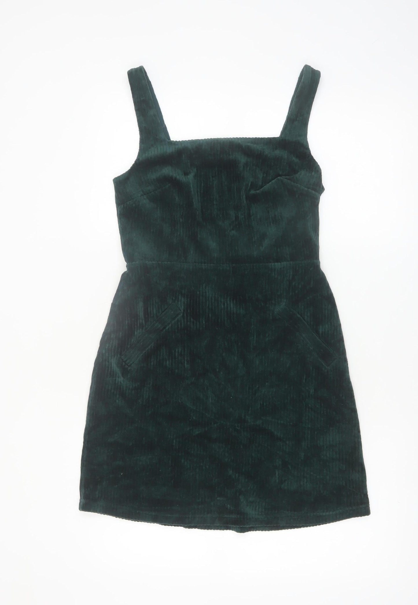 Topshop Tall Green Corduroy Pinafore Dress UK 8 Women's Short