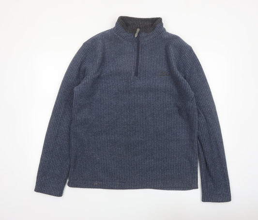 Weird Fish Mens Blue 1/4 Zip Mock Neck Pullover Sweatshirt Size M