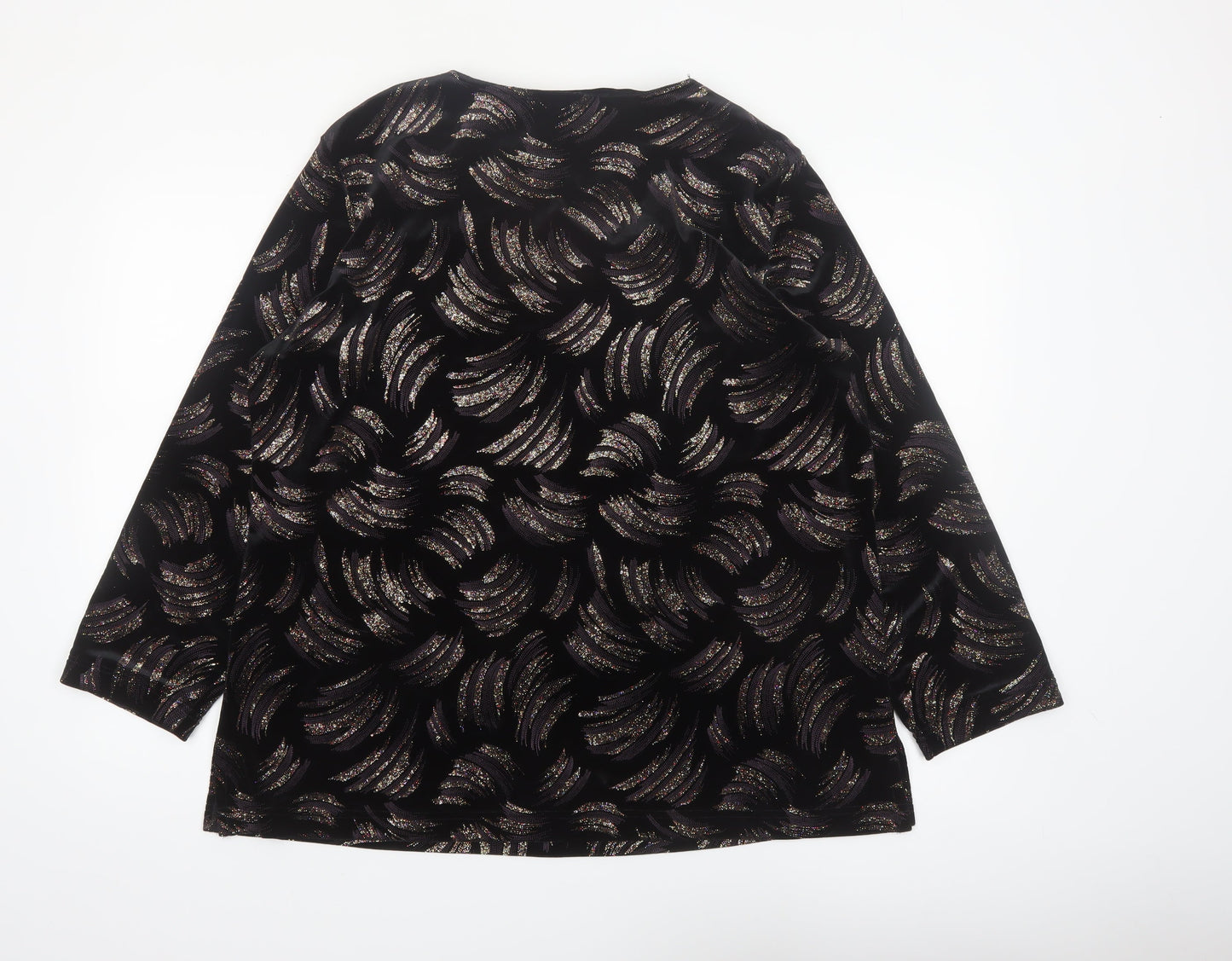 EWM Women's Black Velvet Glitter Tunic Blouse Size L