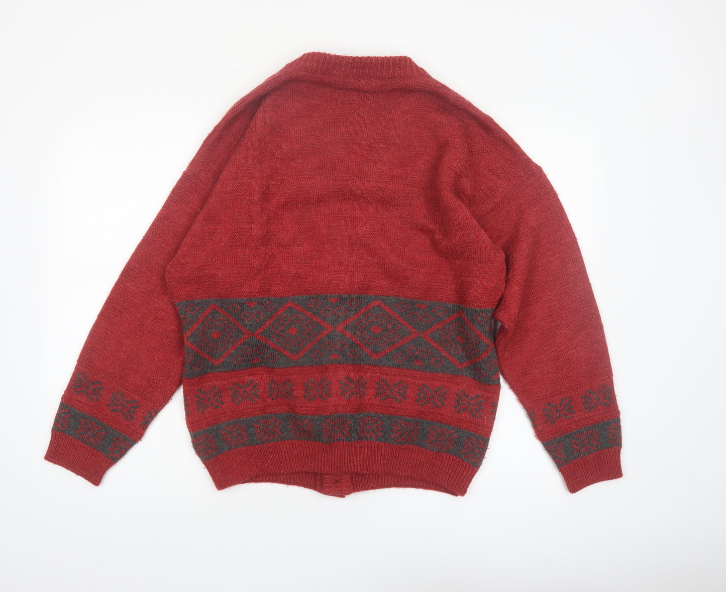 Luidiana Company Men's Red Wool Alpaca Cardigan M Fair Isle Knit