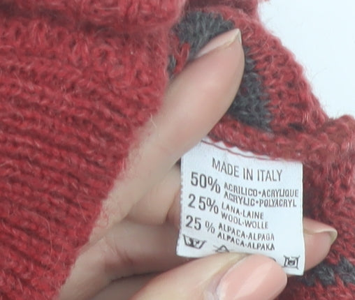 Luidiana Company Men's Red Wool Alpaca Cardigan M Fair Isle Knit