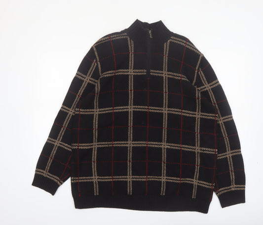 Ralph Lauren Men's Black Check Cotton 1/4 Zip Jumper XL