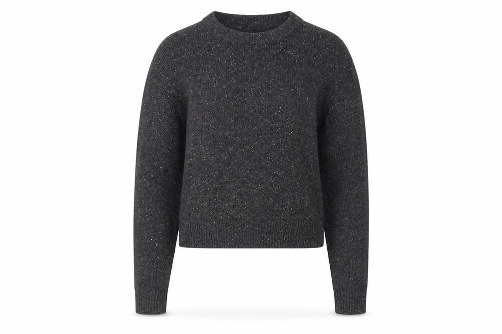 Vintage Women's Grey Wool Blend Crew Neck Pullover Jumper Size S