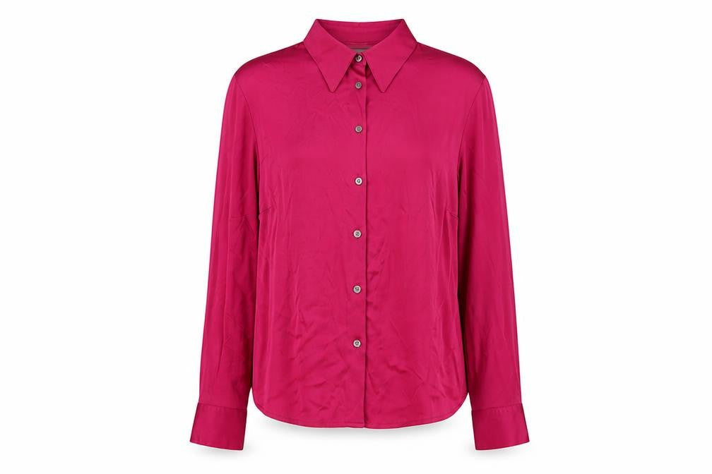 Jaeger Women's Pink Silk Button-Up Blouse Size M Long Sleeve Classic Fit