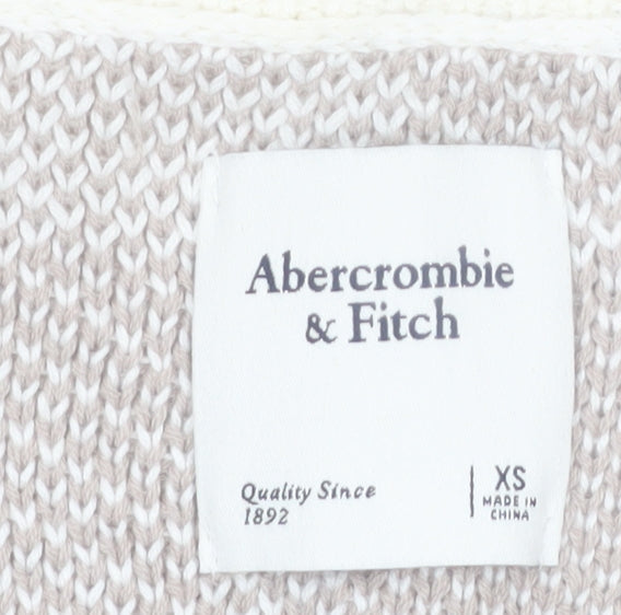Abercrombie & Fitch Women's Beige Check Knit V-Neck Vest XS