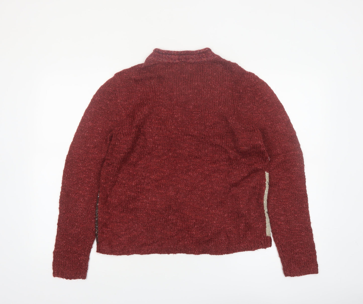 Croft & Barrow Women Red Patchwork Floral Embroidered Knit Jumper Size M