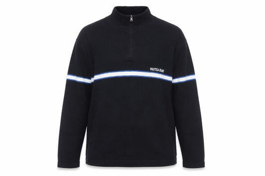 Nautica Mens Black XL 1/4 Zip Cotton Knit Jumper