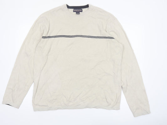Aeropostale Men's Beige Crew Neck Pullover Jumper Size L Acrylic Knit