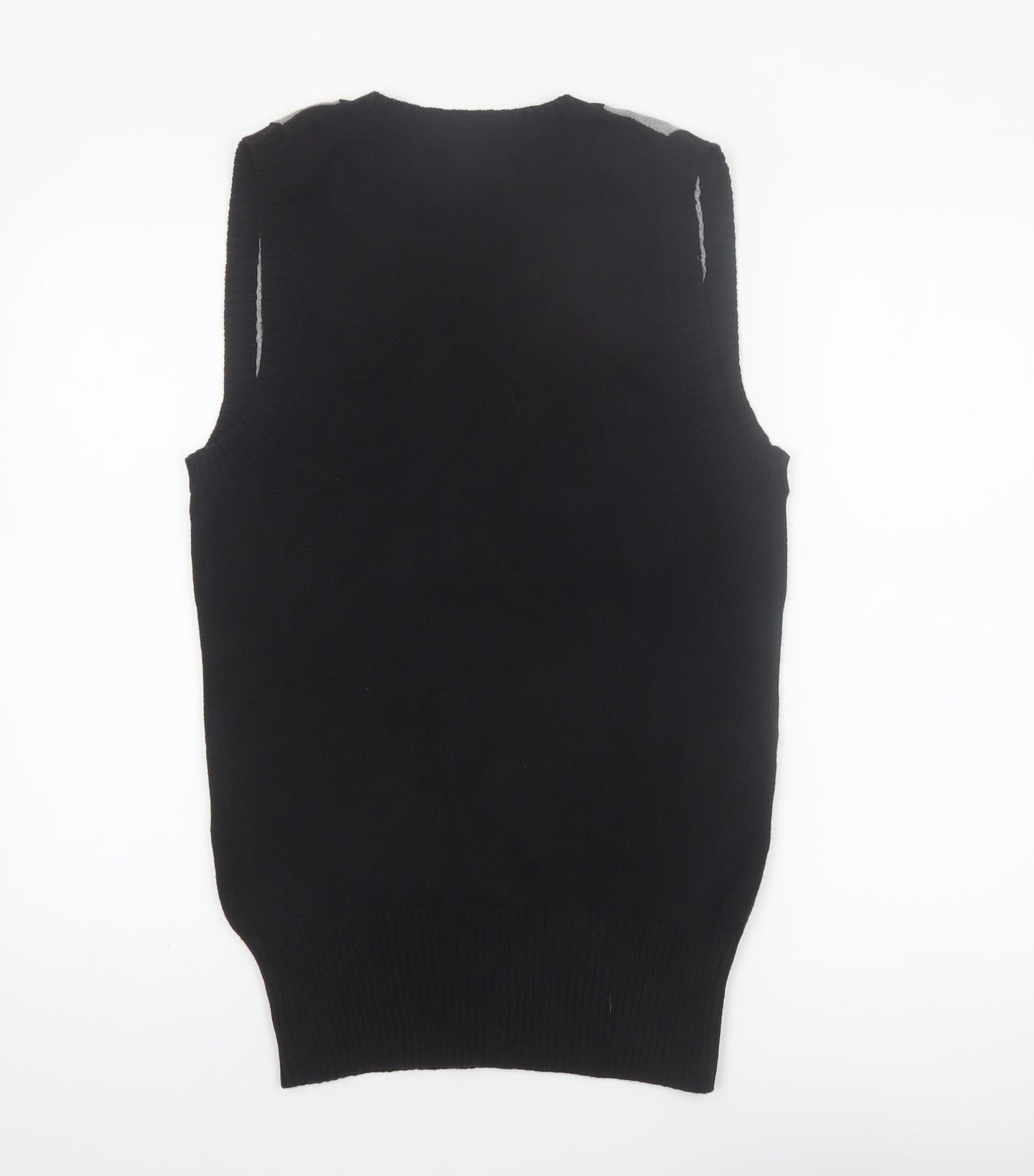 Casa Blanca Men's Black Argyle V-Neck Cotton Knit Vest L