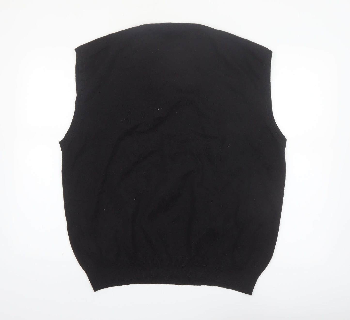 Gianni De Luca Men's Black Argyle Wool Blend V-Neck Vest XL