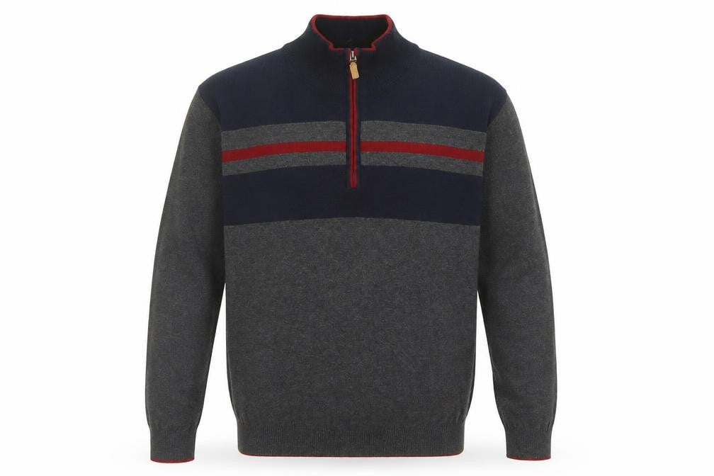 Roundtree & Yorke Men's Grey 1/2 Zip Knit Jumper Size M