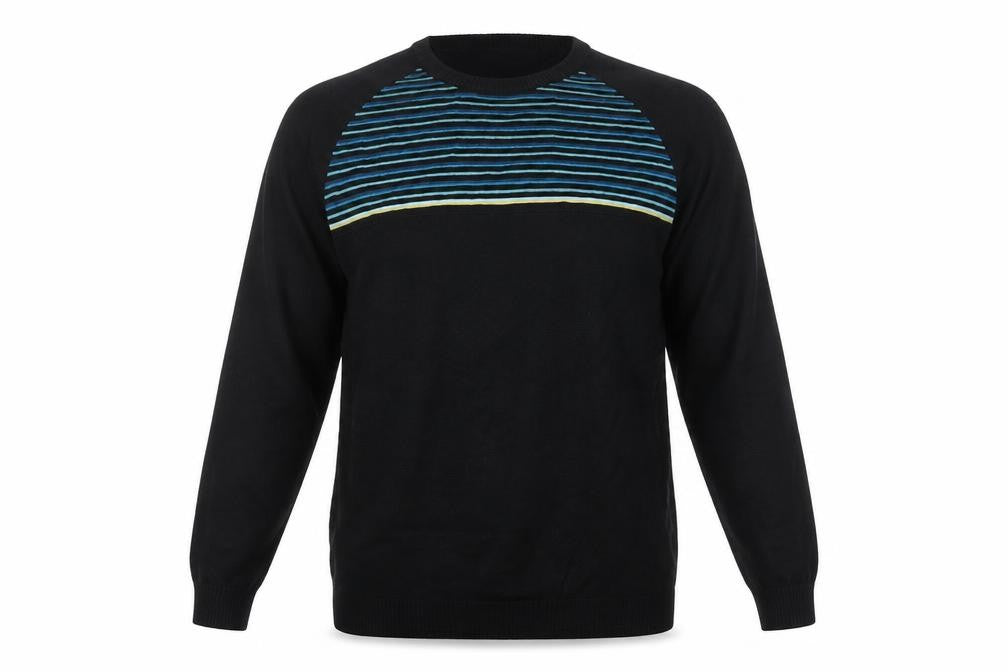 Claiborne Men’s Black XL Silk Blend Striped Pullover Jumper