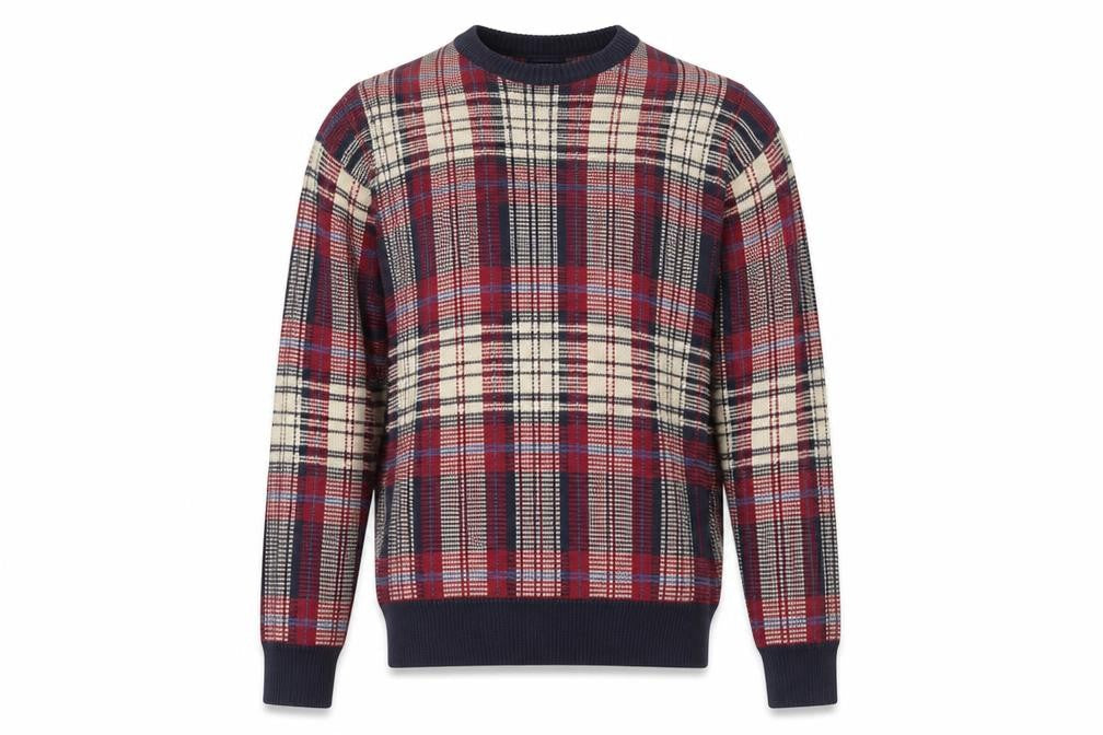 Pringle Men's Multicoloured Check Cotton Jumper L Crew Neck Vintage Knit