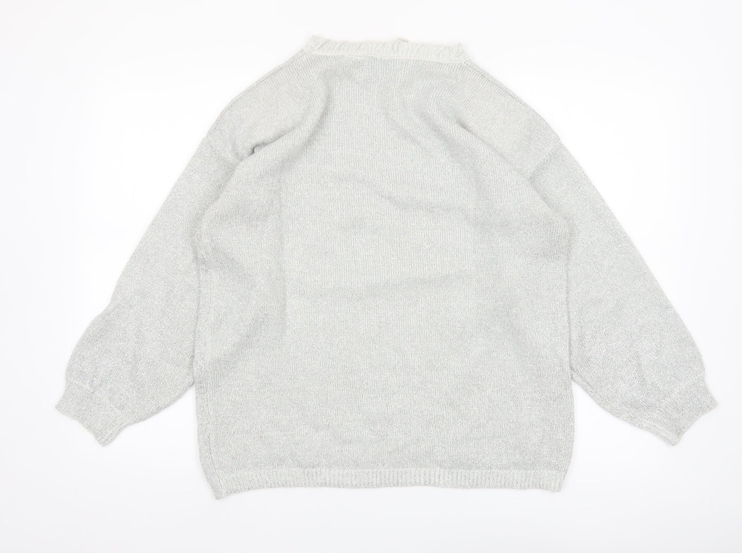 Shenanigans Women's Silver Metallic Knit Pullover Jumper Size S