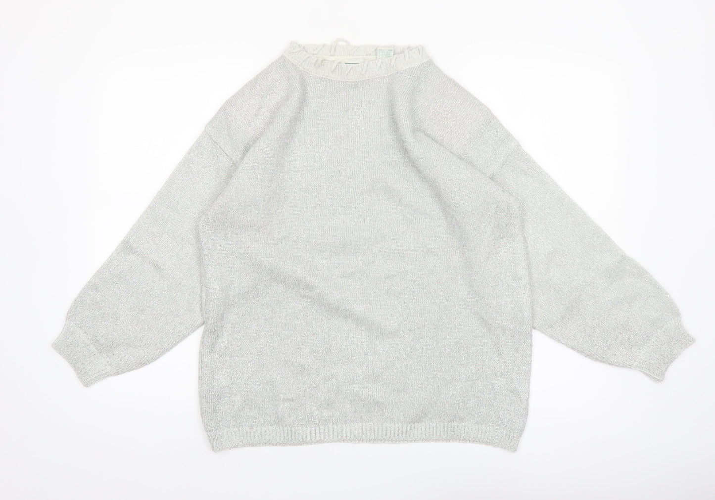 Shenanigans Women's Silver Metallic Knit Pullover Jumper Size S