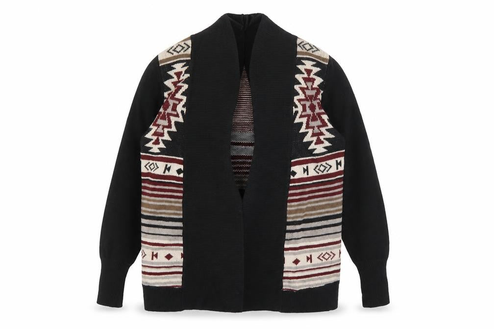 Lira Womens Multicoloured Aztec Knit Open Front Cardigan L