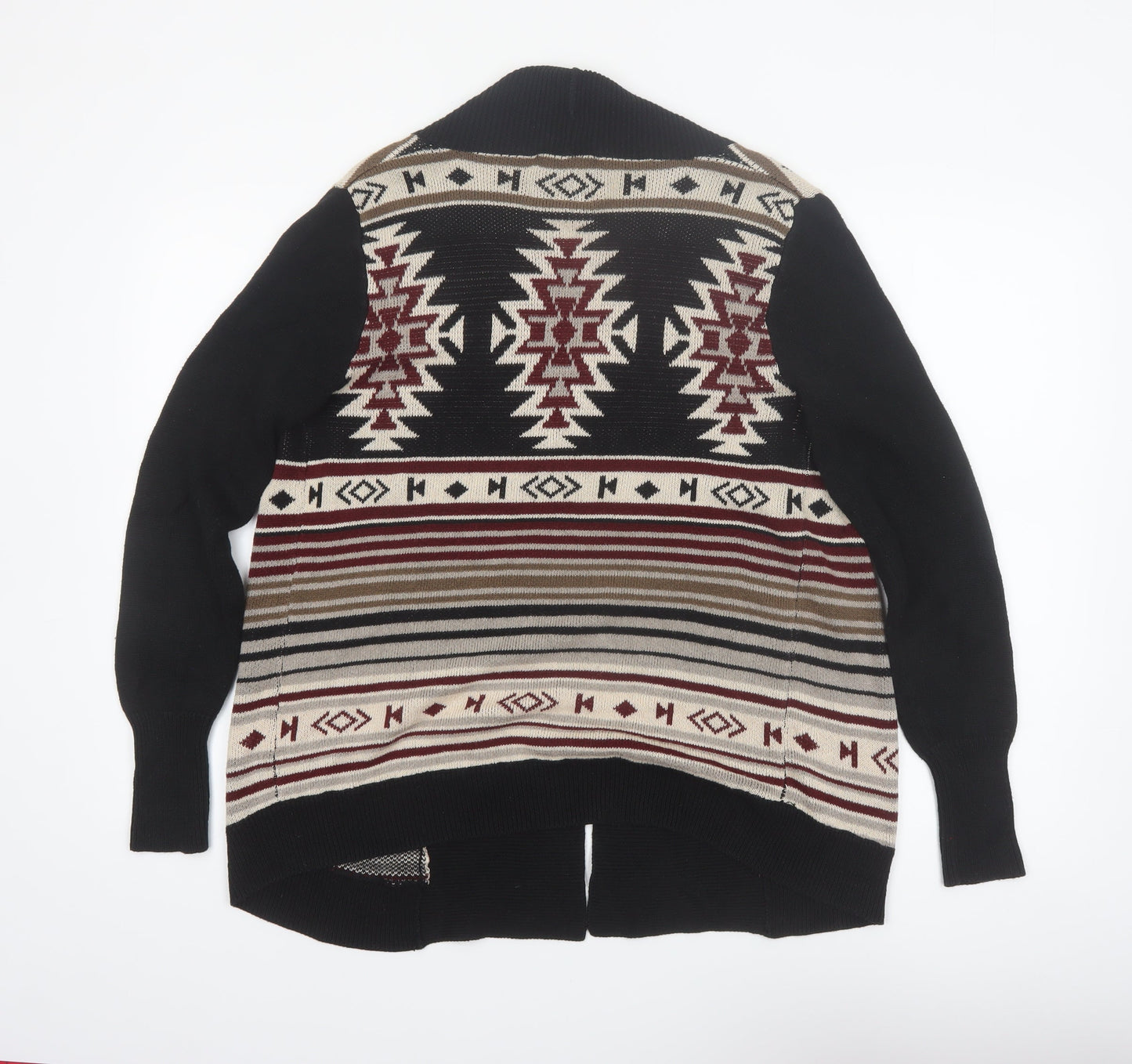 Lira Womens Multicoloured Aztec Knit Open Front Cardigan L