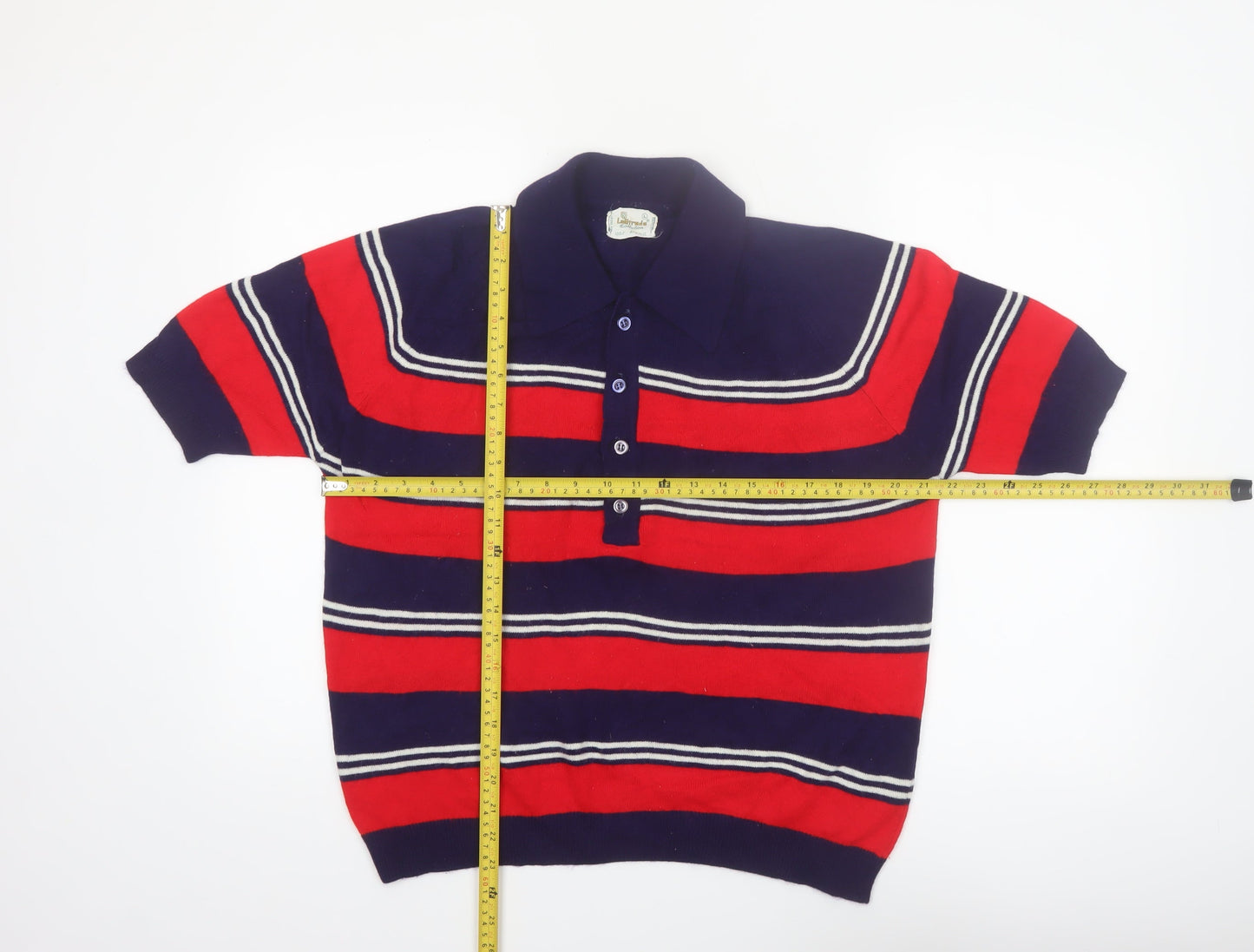 La Strada Women’s Multicoloured Collared Henley Jumper L Retro Knit