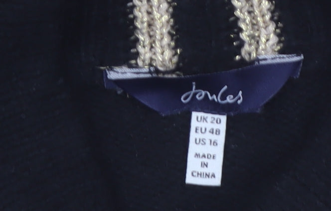 Joules Women’s Black Sequin Dragonfly High Neck Long Sleeve Jumper Size 20