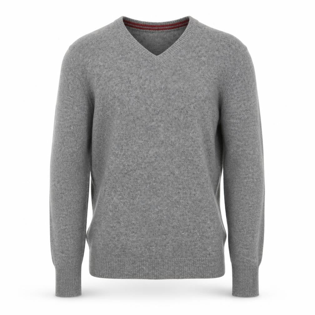 Le 31 Men’s Grey Lambswool V-Neck Pullover Jumper S