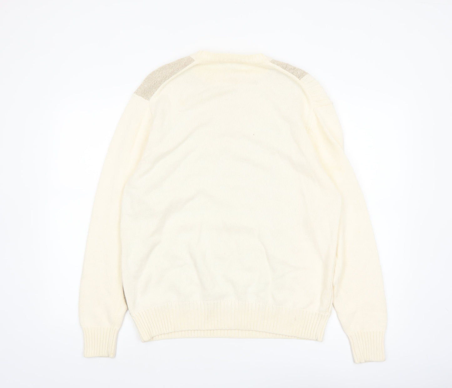 Geoffrey Beene Men's Beige Cotton Cable-Knit Pullover Jumper M