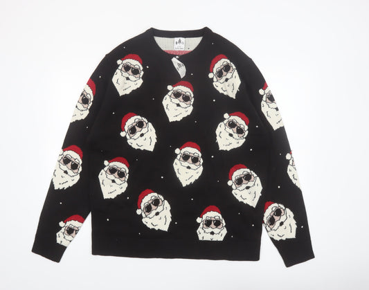 George Men’s Black XL Christmas Santa Jumper Knit Pullover