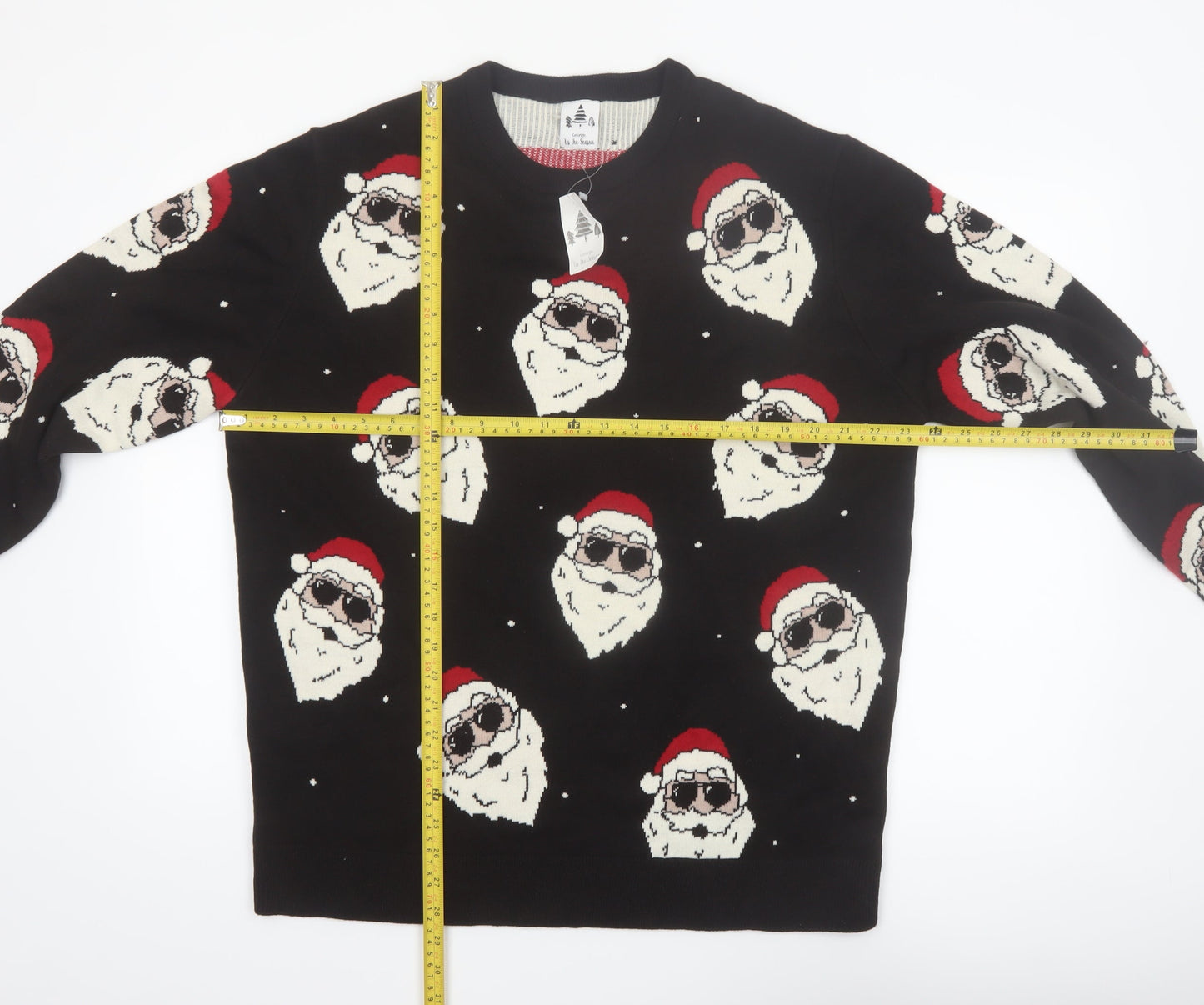 George Men’s Black XL Christmas Santa Jumper Knit Pullover