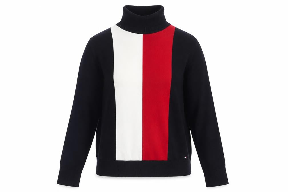Tommy Hilfiger Womens Multicoloured Roll Neck Knit Jumper L