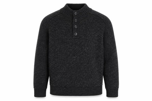 Next Men’s Grey Lambswool Henley Jumper XL Mock Neck