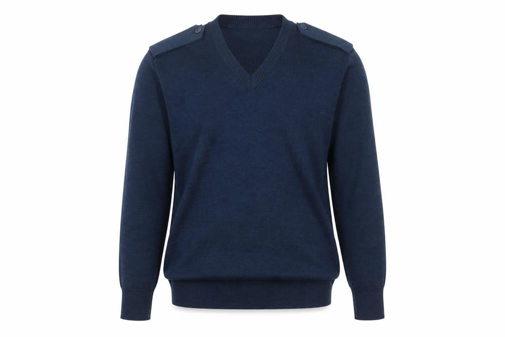 Logistik Unicorp Men's Blue Wool V-Neck Pullover Jumper L