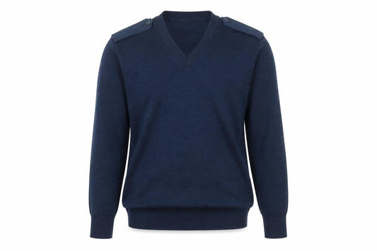 Logistik Unicorp Men's Blue Wool V-Neck Pullover Jumper L