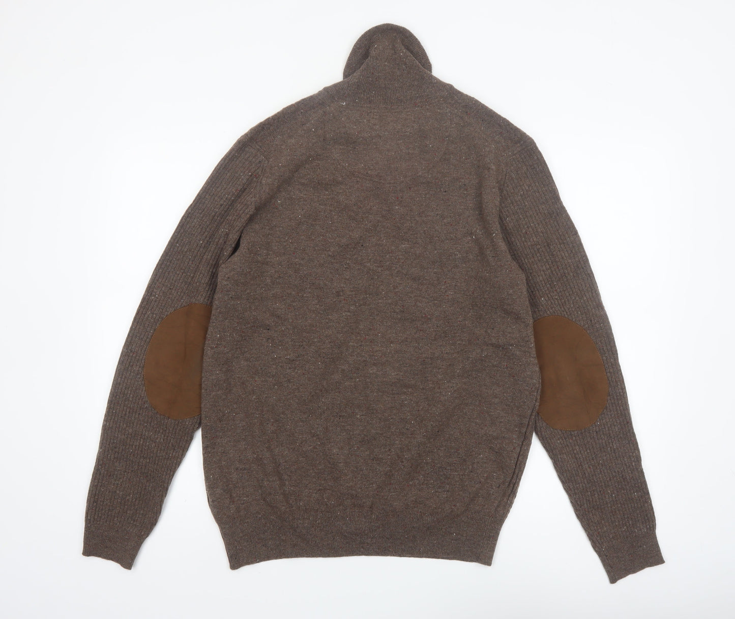 Joseph Abboud Men Brown Wool Blend Collared Pullover Jumper M