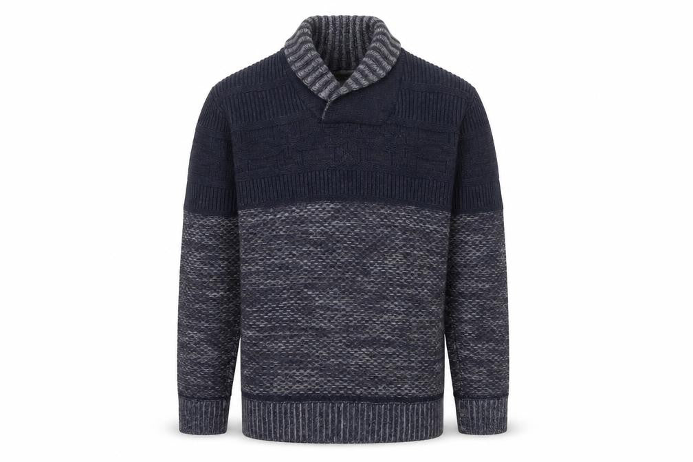 North Coast Men’s Blue Roll Neck Wool Blend Chunky Knit Pullover Jumper M