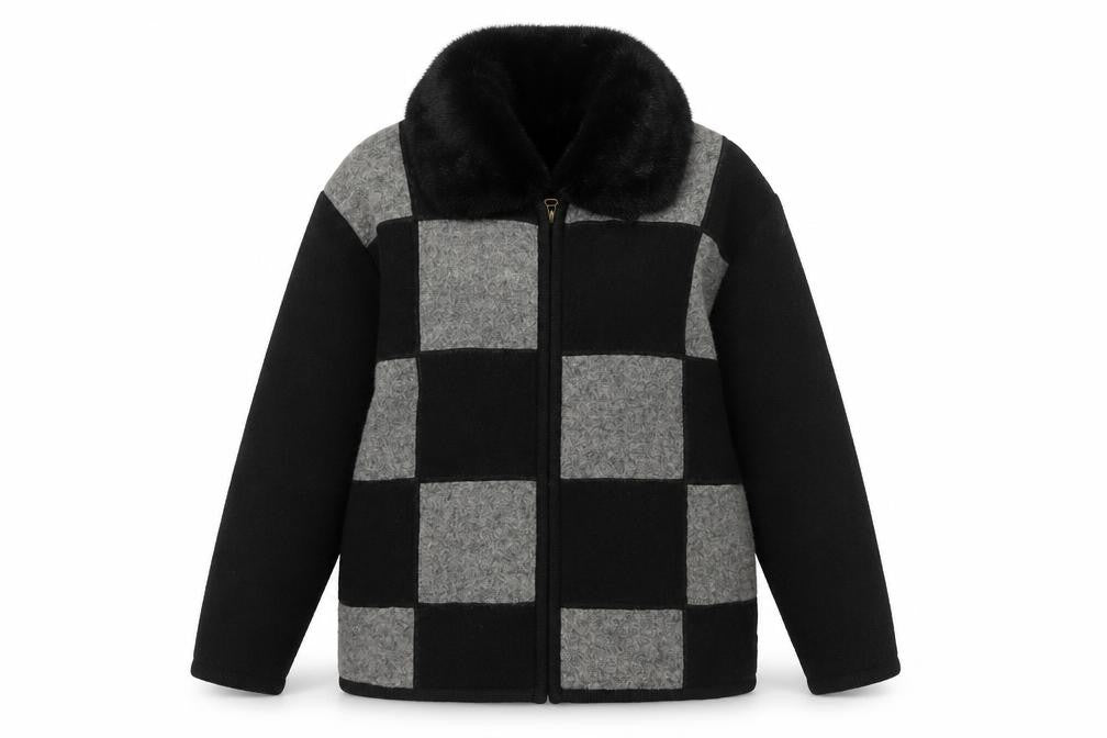 Lisa International Womens Black Wool Full Zip Collared Jumper L