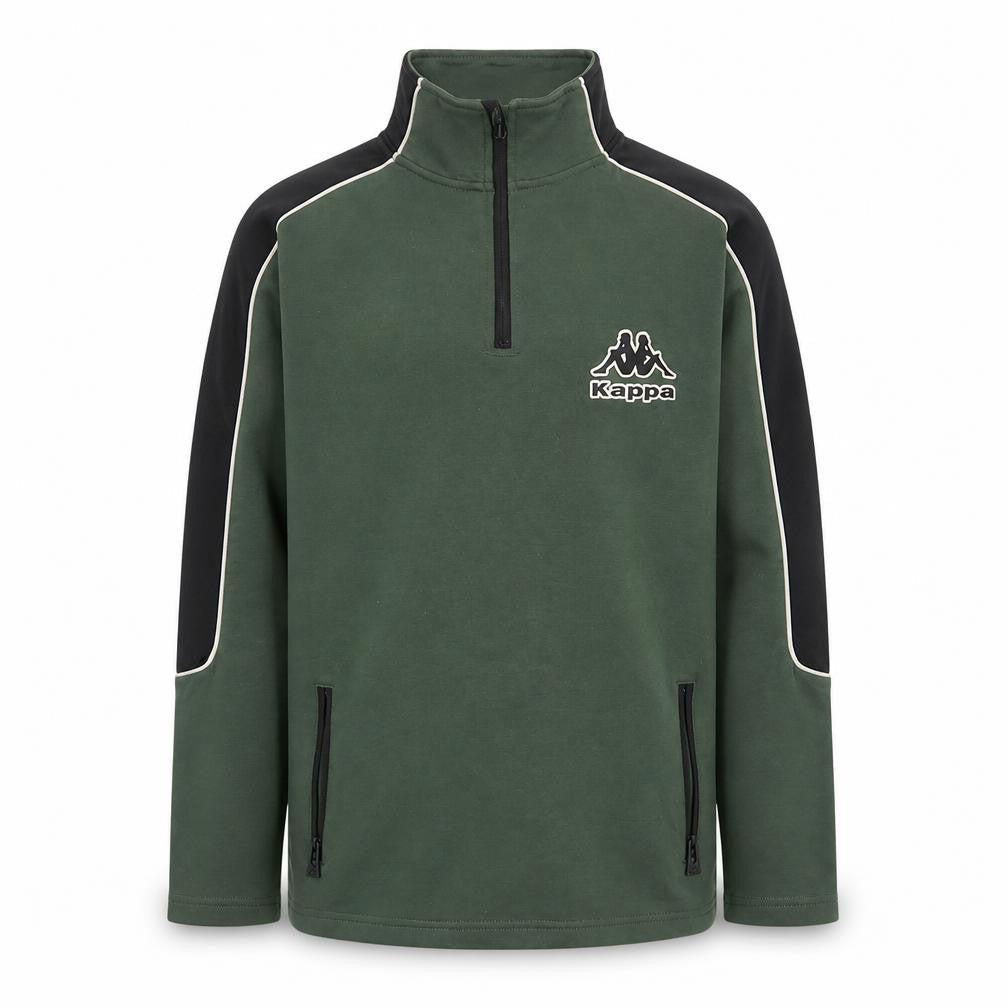 Front view of Kappa boys’ green 1/4 zip sweatshirt 14-15 years logo sports top
