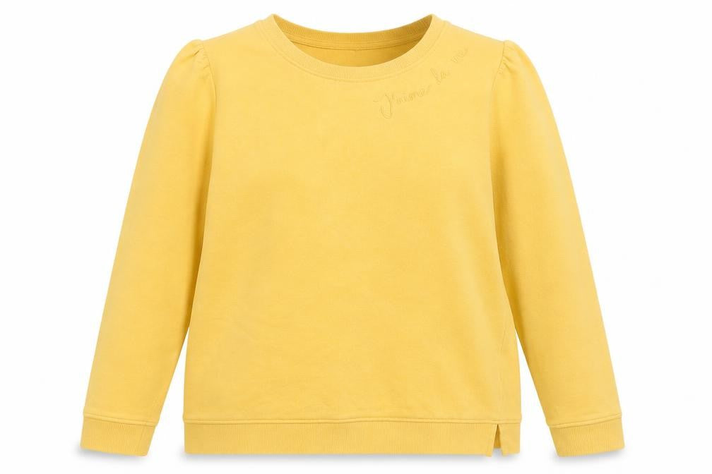Tu Women Yellow Cotton Crew Neck Pullover Sweatshirt Size 16