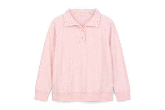 Bella di Notte Womens Pink Polka Dot Henley Sweatshirt Size 12