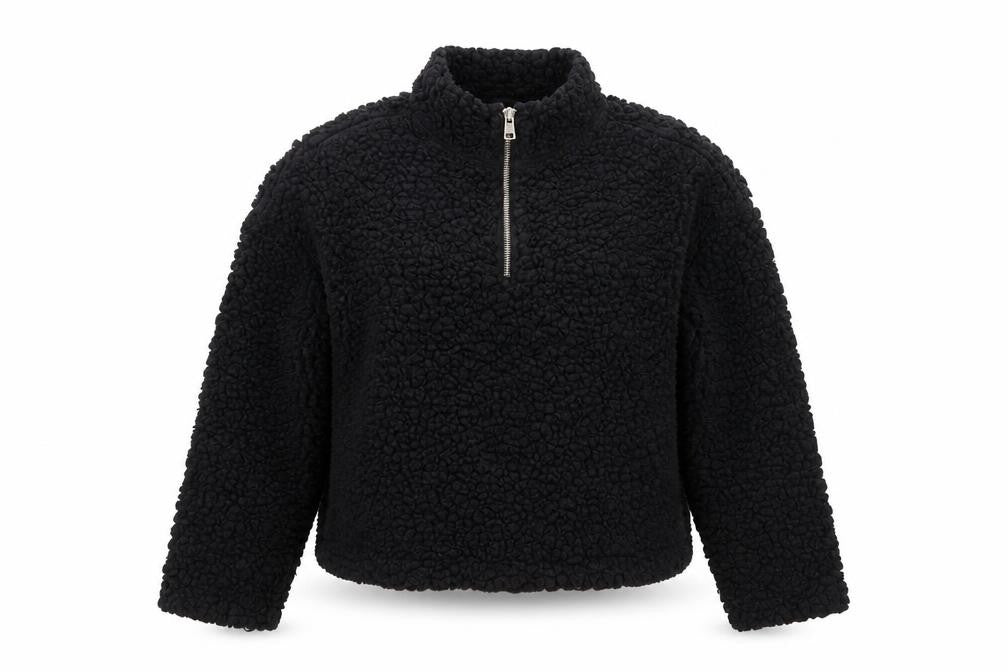 New Look Womens Black Fleece 1/4 Zip Pullover Sweatshirt Size M