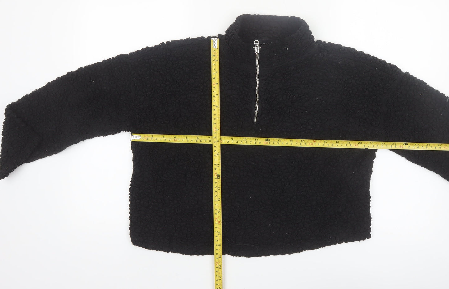 New Look Womens Black Fleece 1/4 Zip Pullover Sweatshirt Size M