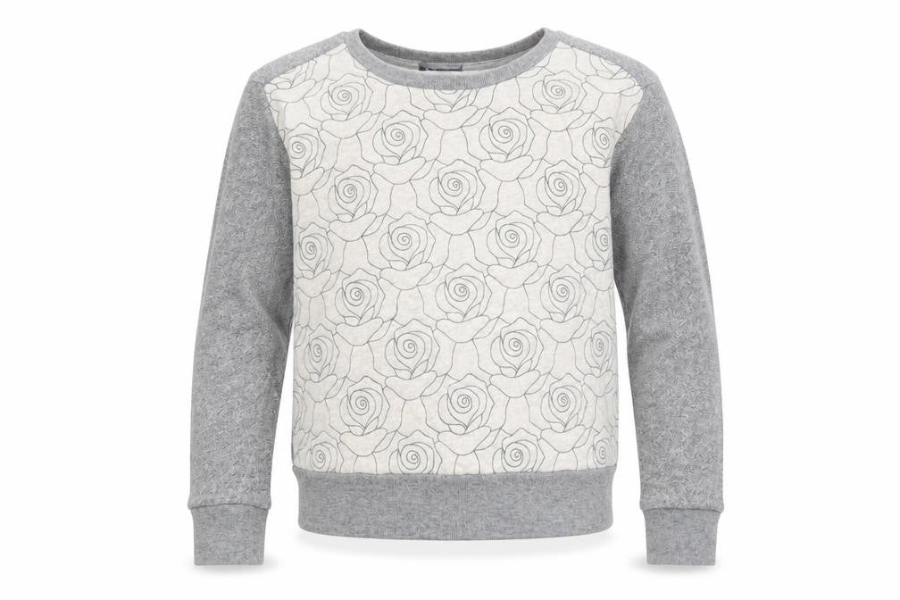 Front view of Gap Kids girls’ grey floral pullover sweatshirt 10-11 years