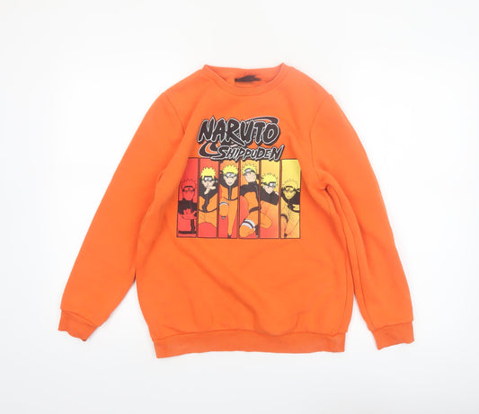 Naruto Shippuden Boys Orange Graphic Crew Neck Pullover Sweatshirt 11-12 Years