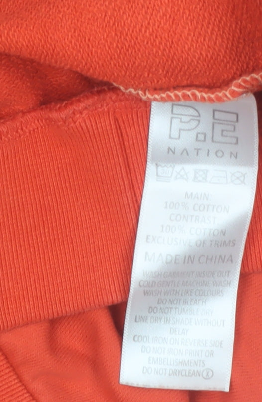 P.E Nation Unisex Beige Red Colour Block Cotton Sweatshirt S