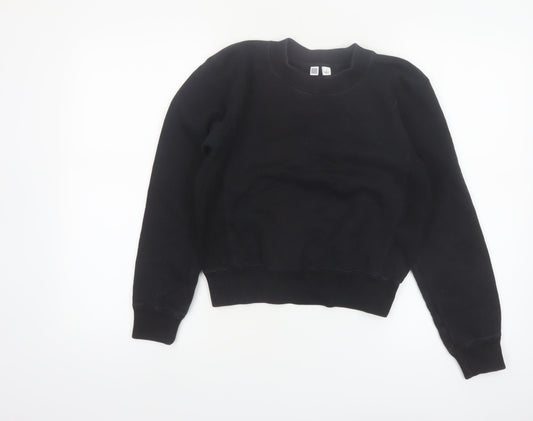 Uniqlo Women Black Cotton Blend Pullover Sweatshirt Size S