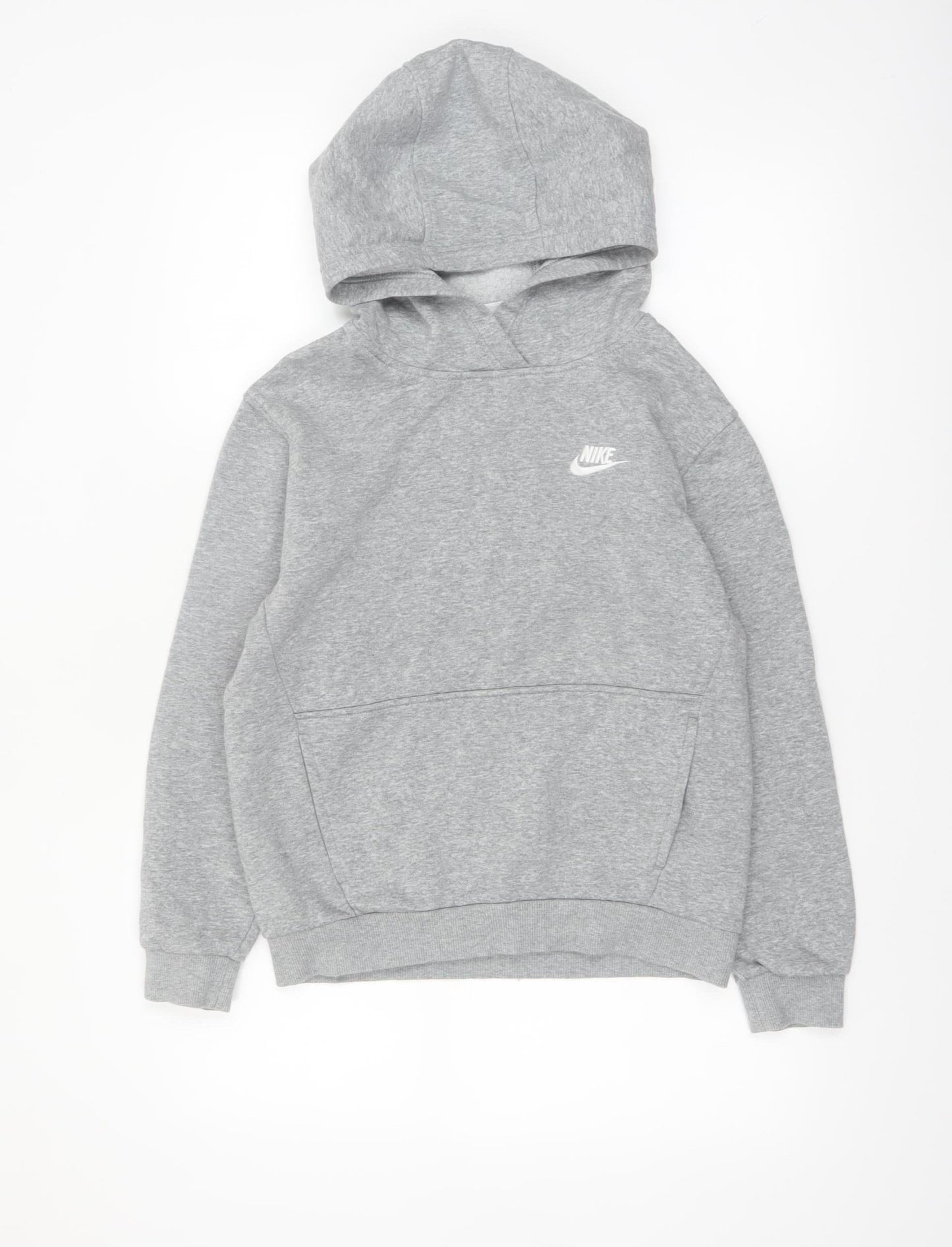 Nike Boys Grey Pullover Hoodie Size L 147-158cm Cotton Blend