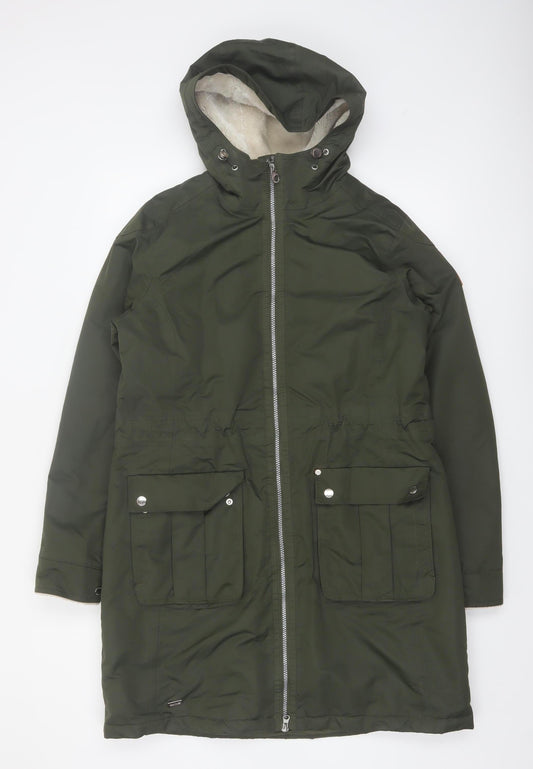 Regatta Women's Green Hooded Parka Coat Size 14 Lined Winter Jacket