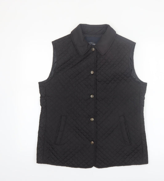 J.J. Riren Women's Black Quilted Sleeveless Waistcoat L