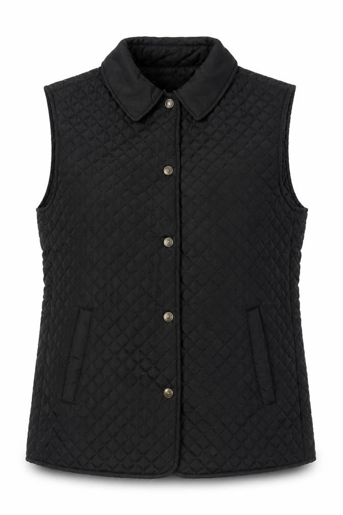 J.J. Riren Women's Black Quilted Sleeveless Waistcoat L
